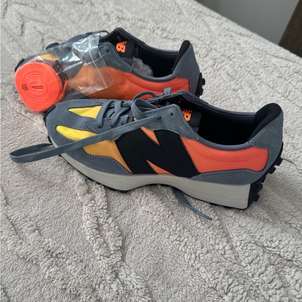 New Balance Vibrant Gray and Orange Sneakers